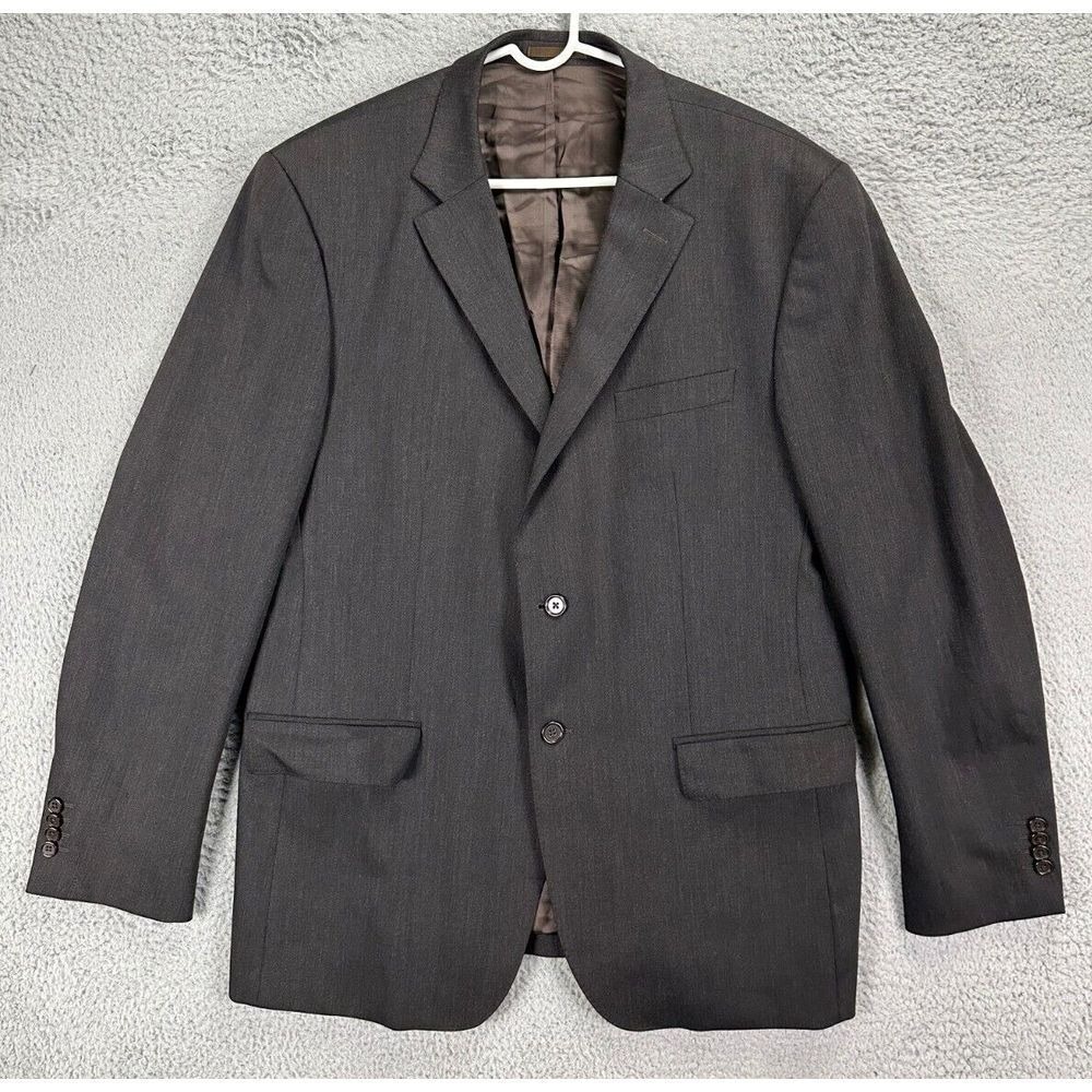 Emile Lafaurie Blazer Adult 46R Brown 2 Button Tuxedo Jacket Suit Office Mens